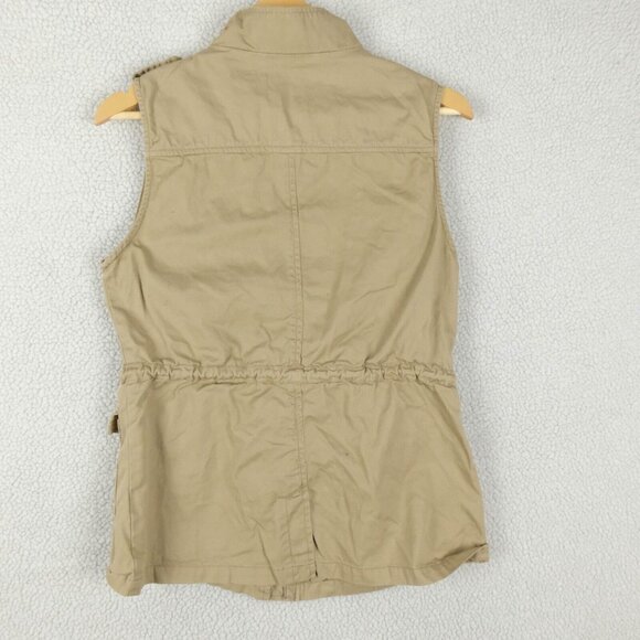 Vintage Vest Womens Small Beige Safari Pockets Full Zip Outdoor Lightweight Y2K - Picture 4 of 8